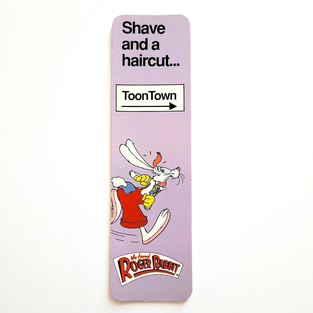 Vintage 80s Roger Rabbit Bookmark ToonTown haircut, 1987 Disney One Stop 26-0080